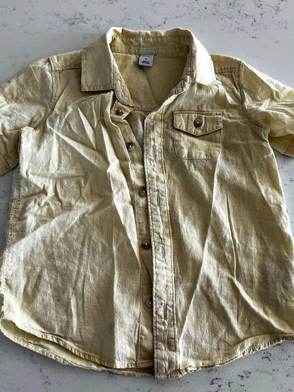 Old Navy Boys 5T Short Sleeve Button Down Yellow Like New